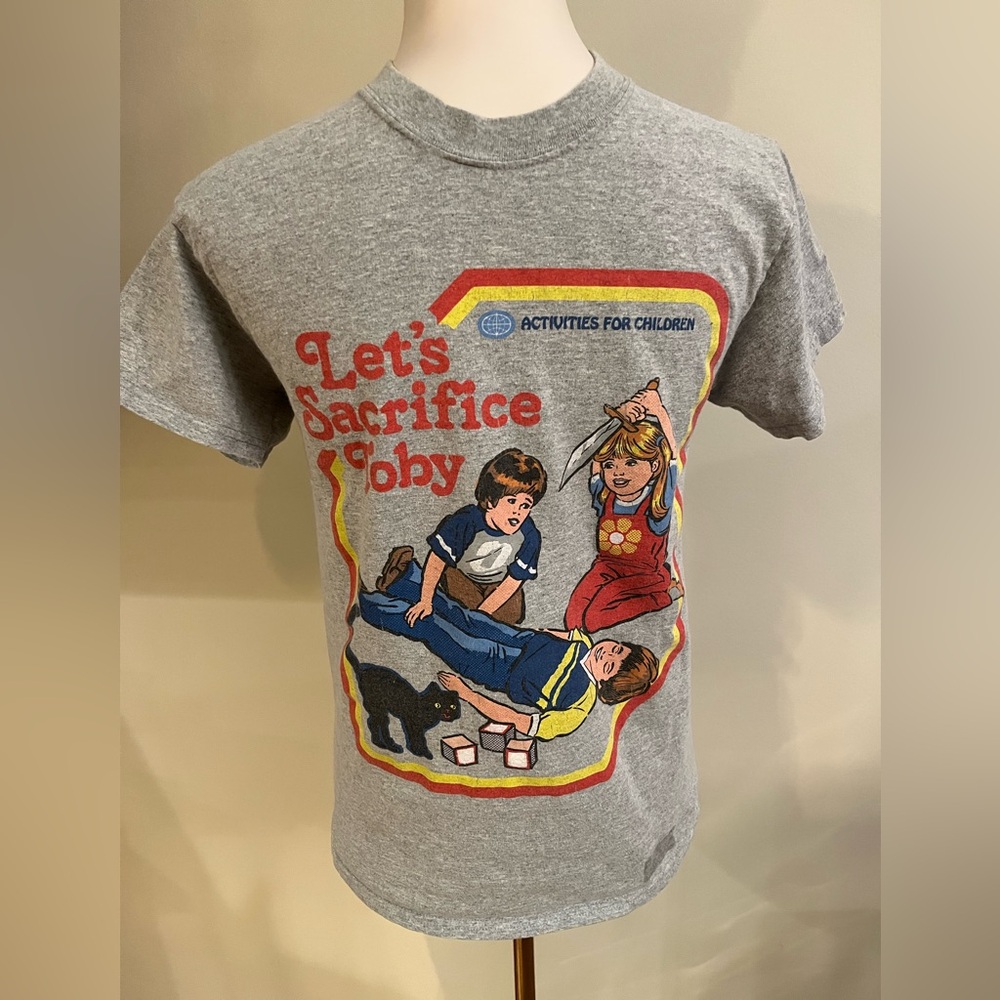 Steven Rhodes "Let's Sacrifice Toby" graphic t-shirt- Adult Small